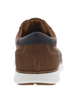 Derbies en cuir marron à semelle sneaker blanche semi compensée et lacets ronds