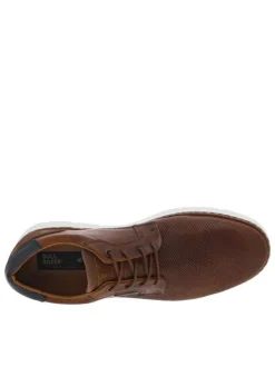 Derbies en cuir marron à semelle sneaker blanche semi compensée et lacets ronds