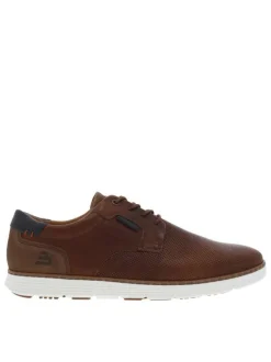 Derbies en cuir marron à semelle sneaker blanche semi compensée et lacets ronds