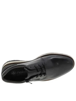 Derbies en cuir noires avec semelle à talon plat et lacets ronds