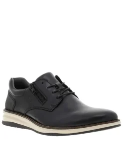 Derbies en cuir noires avec semelle à talon plat et lacets ronds