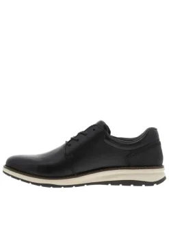 Derbies en cuir noires avec semelle à talon plat et lacets ronds