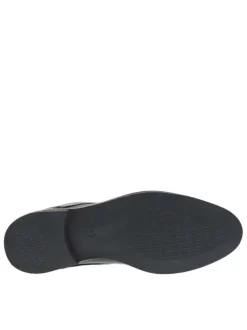Derbies en cuir noires à bout droit avec un talon décroché bas