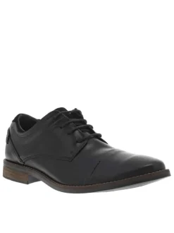 Derbies en cuir noires à bout droit avec un talon décroché bas
