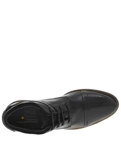 Derbies en cuir noires à bout droit avec un talon décroché bas