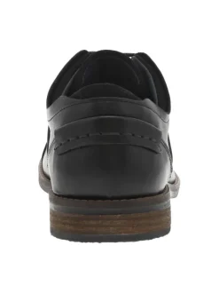 Derbies en cuir noires à bout droit avec un talon décroché bas