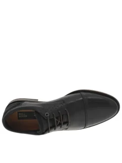 Derbies en cuir noires et marine avec des lacets ronds et un talon plat