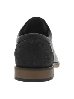 Derbies en cuir noires et marine avec des lacets ronds et un talon plat