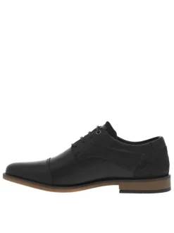 Derbies en cuir noires et marine avec des lacets ronds et un talon plat