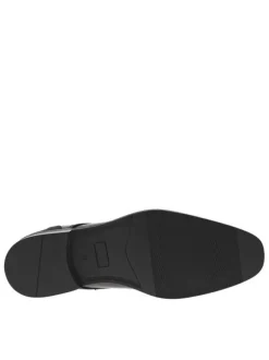 Derbies en cuir noires à talon décroché bas et à lacets ronds noirs