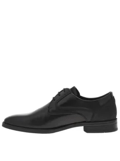 Derbies en cuir noires à talon décroché bas et à lacets ronds noirs
