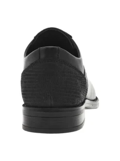 Derbies en cuir noires à talon décroché bas et à lacets ronds noirs