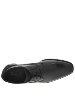 Derbies en cuir noires à talon décroché bas et à lacets ronds noirs