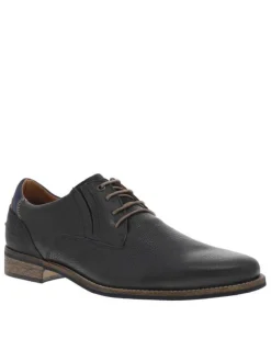 Derbies en cuir noires à talon plat avec fentes sur les côtés et lacets ronds