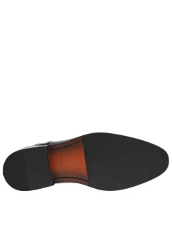 Derbies en cuir noir à talon décroché bas et à lacets ronds enduis