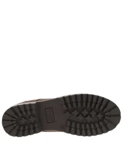 Derbies en cuir tan à talon décroché bas avec des lacets ronds