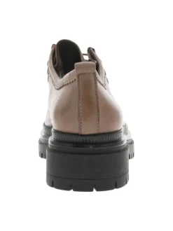 Derbies en cuir taupe à semelle chunky et à lacets ronds noirs