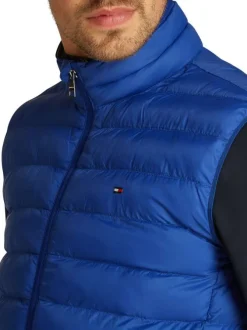 Doudoune bleu électrique unie droite matelassée à col montant zippée