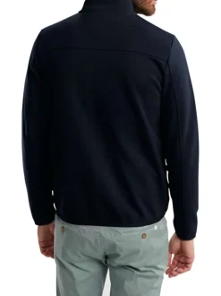 Doudoune en coton mélangé marine unie avec une coupe droite et un col montant