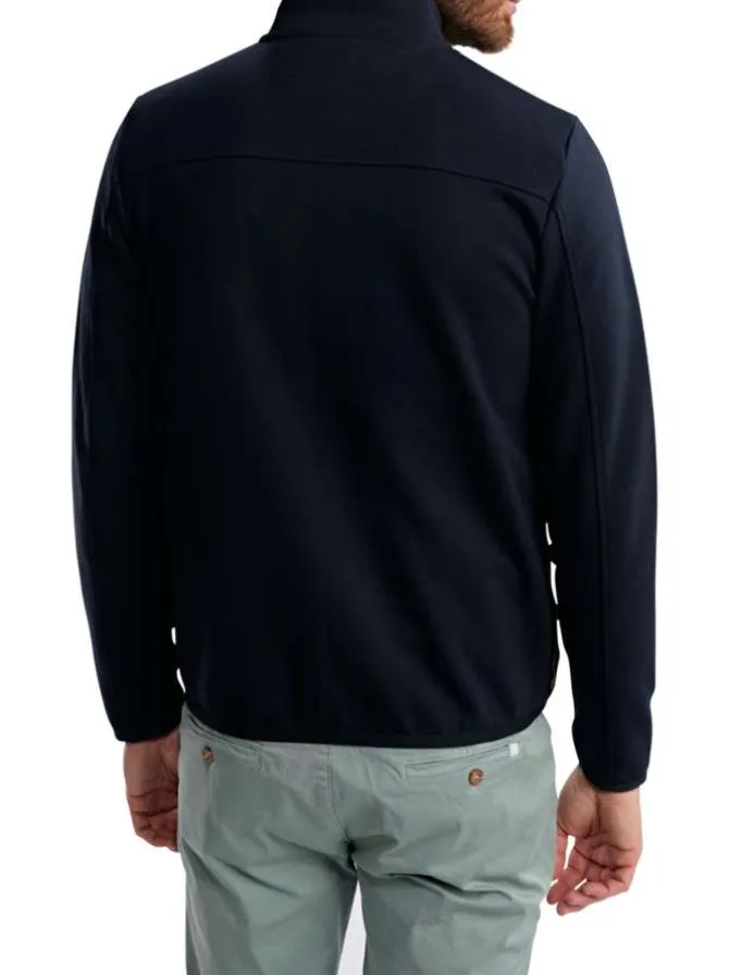 Doudoune en coton mélangé marine unie avec une coupe droite et un col montant