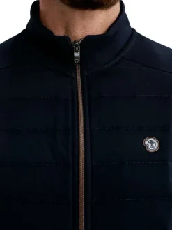 Doudoune en coton mélangé marine unie avec une coupe droite et un col montant