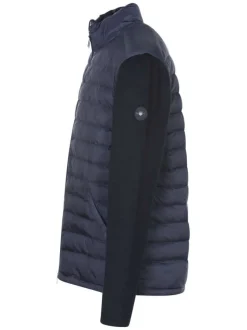 Doudoune marine unie avec une coupe droite et un col montant zippé
