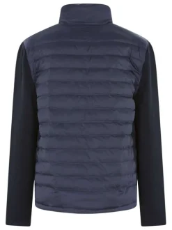 Doudoune marine unie avec une coupe droite et un col montant zippé