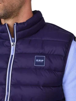 Doudoune marine unie avec une coupe droite et une fermeture zippée
