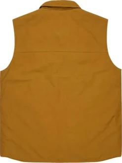 Doudoune sans manches en coton moutarde uni avec un col chemise