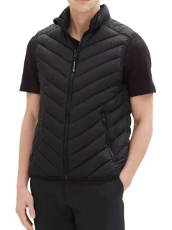 Doudoune sans manches noir avec un col montant zippé et une coupe droite