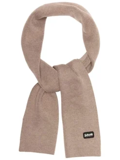 Echarpe beige uni en maille fine avec un patch brodé sur le bas