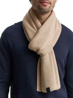 Echarpe beige unie en matière douce effet côtelé