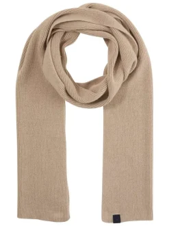 Echarpe beige unie en matière douce effet côtelé