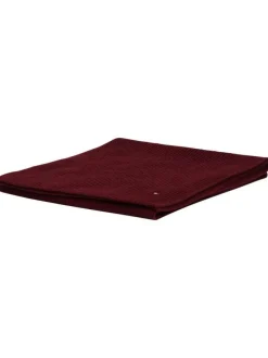 Echarpe en coton mélangé bordeaux unie cotelée avec logo brodé