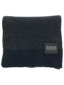 Echarpe marine en maille moulinée avec un patch de la marque