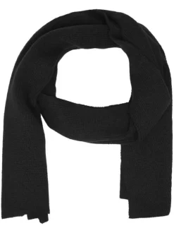 Echarpe noire unie en maille avec étiquette d'authentification noire