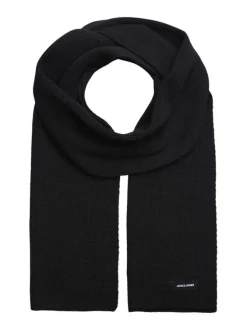 Echarpe noire unie en maille avec étiquette d'authentification noire
