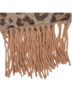 Echarpe beige à motif léopard camel et marron avec franges