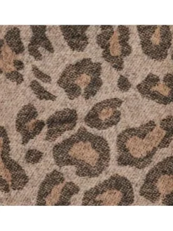 Echarpe beige à motif léopard camel et marron avec franges