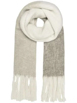 Echarpe beige unie en dégradé avec des franges et une maille douce