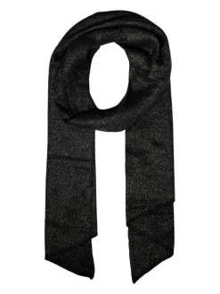 Echarpe noire unie avec fils en lurex all-over