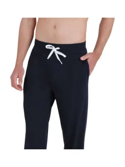 Ensemble pyjama long en coton biologique bleu ciel à coupe droite et pantalon uni à cordon de serrage blanc