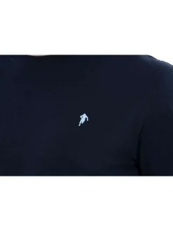 Ensemble pyjama long en coton biologique bleu marine à pantalon motif Vichy ciel à coupe fermée