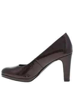 Escarpins bordeaux en simili cuir vernis à talon décroché haut