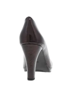 Escarpins bordeaux en simili cuir vernis à talon décroché haut