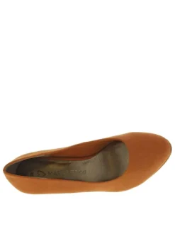 Escarpins camel en simili cuir suédine à talon décroché haut
