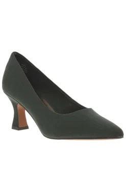 Escarpins décolleté aspect kaki, semelle à talon bobine décroché moyen