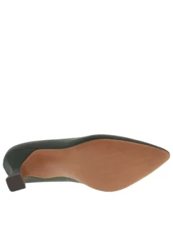 Escarpins décolleté aspect kaki, semelle à talon bobine décroché moyen