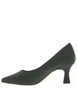 Escarpins décolleté aspect kaki, semelle à talon bobine décroché moyen
