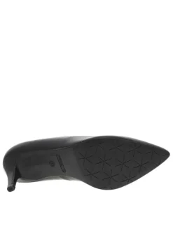 Escarpins décolleté simple en cuir noir à semelle antidérapante à talon aiguille